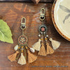 Bohemian Tassel Bag Charm, Decorative Metal Medallion with Beads and Clip, 4 Designs