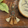 Bohemian Tassel Bag Charm, Decorative Metal Medallion with Beads and Clip, 4 Designs