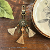 Bohemian Tassel Bag Charm, Decorative Metal Medallion with Beads and Clip, 4 Designs