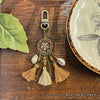 Bohemian Tassel Bag Charm, Decorative Metal Medallion with Beads and Clip, 4 Designs