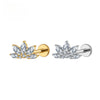 Titanium 16G Marquise Lotus CZ Flower Flat Back Stud Labret Tragus Helix Cartilage Conch Earring Piercing - Image 1