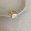 Snake and Open-Center Disc Ring, Gold-Tone Zinc Alloy with Pale Accent