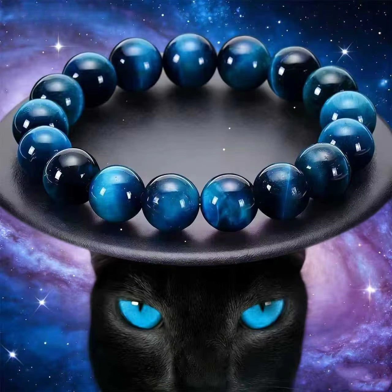 Blue Apatite Beaded Bracelet 6mm 8mm 10mm Natural Stone Round Beads Minimalist Unisex Handmade Jewelry Gift for Men and Women - Image 1