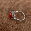 Vintage-Style Ring for Women, Rounded Red Accent with Ornate Silver-Tone Setting