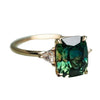 Green Cushion-Cut Accent Ring, Gold-Tone Zinc Alloy with Clear Side Accents, Sizes 5-11