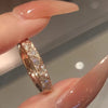 Geometric Ring, Gold-Tone Copper with Clear Accents, V-Notch or Textured Band, Adjustable