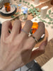Geometric Ring, Gold-Tone Copper with Clear Accents, V-Notch or Textured Band, Adjustable