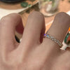 Geometric Ring, Gold-Tone Copper with Clear Accents, V-Notch or Textured Band, Adjustable