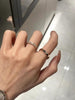Geometric Ring, Gold-Tone Copper with Clear Accents, V-Notch or Textured Band, Adjustable