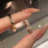 Geometric Ring, Gold-Tone Copper with Clear Accents, V-Notch or Textured Band, Adjustable