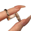 Geometric Ring, Gold-Tone Copper with Clear Accents, V-Notch or Textured Band, Adjustable