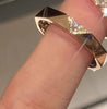 Geometric Ring, Gold-Tone Copper with Clear Accents, V-Notch or Textured Band, Adjustable