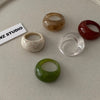 Resin Ring for Women, Wide Rounded Band in Green, Red, Clear, Amber or Marbled Cream