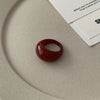 Resin Ring for Women, Wide Rounded Band in Green, Red, Clear, Amber or Marbled Cream