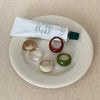 Resin Ring for Women, Wide Rounded Band in Green, Red, Clear, Amber or Marbled Cream