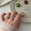 Resin Ring for Women, Wide Rounded Band in Green, Red, Clear, Amber or Marbled Cream