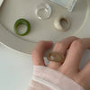 Resin Ring for Women, Wide Rounded Band in Green, Red, Clear, Amber or Marbled Cream
