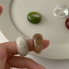 Resin Ring for Women, Wide Rounded Band in Green, Red, Clear, Amber or Marbled Cream