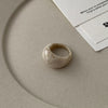 Resin Ring for Women, Wide Rounded Band in Green, Red, Clear, Amber or Marbled Cream