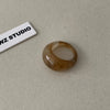 Resin Ring for Women, Wide Rounded Band in Green, Red, Clear, Amber or Marbled Cream