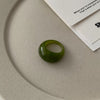 Resin Ring for Women, Wide Rounded Band in Green, Red, Clear, Amber or Marbled Cream