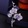 Orchid Brooch Pin for Women, Silver-Tone Zinc Alloy Floral Design with Purple Sparkling Accents - Product view 4