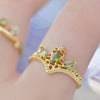 Olive Green Accent Ring, Gold-Tone Metal with Leaf, Three-Stone or Teardrop Design, Adjustable Open Band