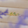 Olive Green Accent Ring, Gold-Tone Metal with Leaf, Three-Stone or Teardrop Design, Adjustable Open Band