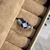 Blue Accent Open Ring for Women, Assorted Silver-Tone Floral, Butterfly and Geometric Designs