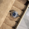 Blue Accent Open Ring for Women, Assorted Silver-Tone Floral, Butterfly and Geometric Designs