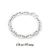 Tooth-Pattern Bracelet, Polished Titanium Steel Band with Geometric H-Link Design - Product view 1