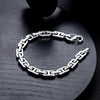 Tooth-Pattern Bracelet, Polished Titanium Steel Band with Geometric H-Link Design - Product view 2