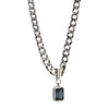 Blue Square Pendant Necklace, Silver-Tone Copper Frame with Geometric Blue Accent - Product view 5