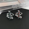 Coiled Snake Ring, Silver-Tone Alloy with Clear Accents and Black, Red or Green Details, Adjustable