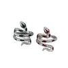 Coiled Snake Ring, Silver-Tone Alloy with Clear Accents and Black, Red or Green Details, Adjustable
