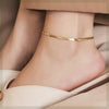 Blade-Link Anklet for Women, Alloy Chain with Flat Geometric Links in Gold or Silver Tone - Product view 2