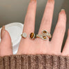 Open Rings, Gold-Tone Alloy with Brown and Clear Accents, Snake and Round Designs