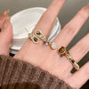 Open Rings, Gold-Tone Alloy with Brown and Clear Accents, Snake and Round Designs