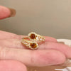 Open Rings, Gold-Tone Alloy with Brown and Clear Accents, Snake and Round Designs