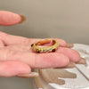 Open Rings, Gold-Tone Alloy with Brown and Clear Accents, Snake and Round Designs
