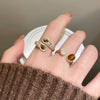 Open Rings, Gold-Tone Alloy with Brown and Clear Accents, Snake and Round Designs