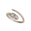 Snake Ring, 925 Sterling Silver with Blue, Green or Purple Accent, Adjustable