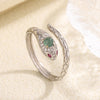 Snake Ring, 925 Sterling Silver with Blue, Green or Purple Accent, Adjustable