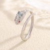 Snake Ring, 925 Sterling Silver with Blue, Green or Purple Accent, Adjustable
