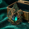 Vintage Flower Brooch Pin for Women, Antique Gold-Tone Zinc Alloy Design with Green Accents - Product view 1