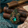 Vintage Flower Brooch Pin for Women, Antique Gold-Tone Zinc Alloy Design with Green Accents - Product view 3