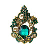 Vintage Flower Brooch Pin for Women, Antique Gold-Tone Zinc Alloy Design with Green Accents - Product view 5