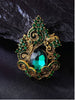 Vintage Flower Brooch Pin for Women, Antique Gold-Tone Zinc Alloy Design with Green Accents - Ancient gold, green