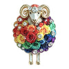 Lovely Flower Sheep Brooches For Women Unisex 7-color Rhinestone Year Of The Sheep Animal Party Office Brooch Pin Gift - Image 3