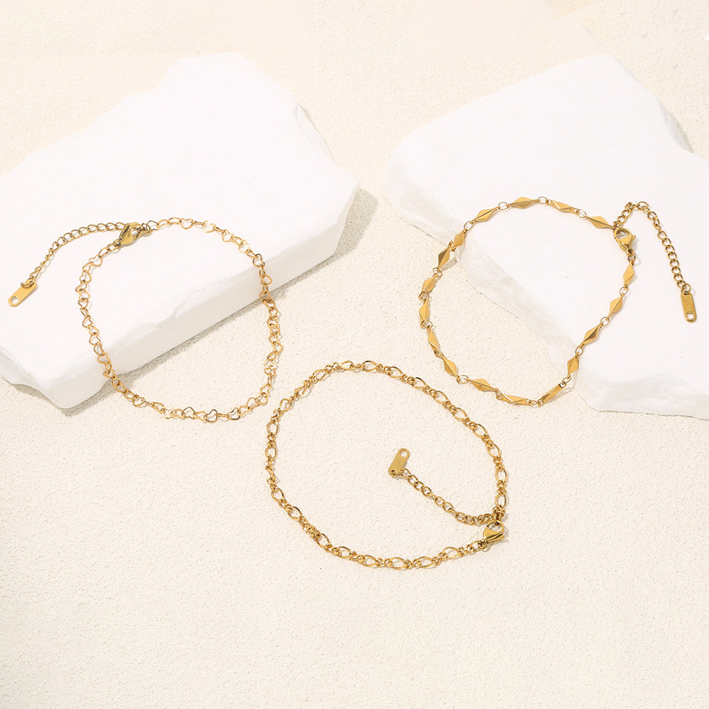 Geometric Anklets for Women, Alloy Chain Foot Jewelry in Six Design Options - Product view 1